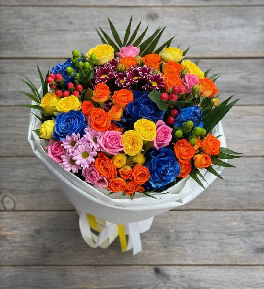 Букет цветов из: Розы и Хризантемы в Пешки