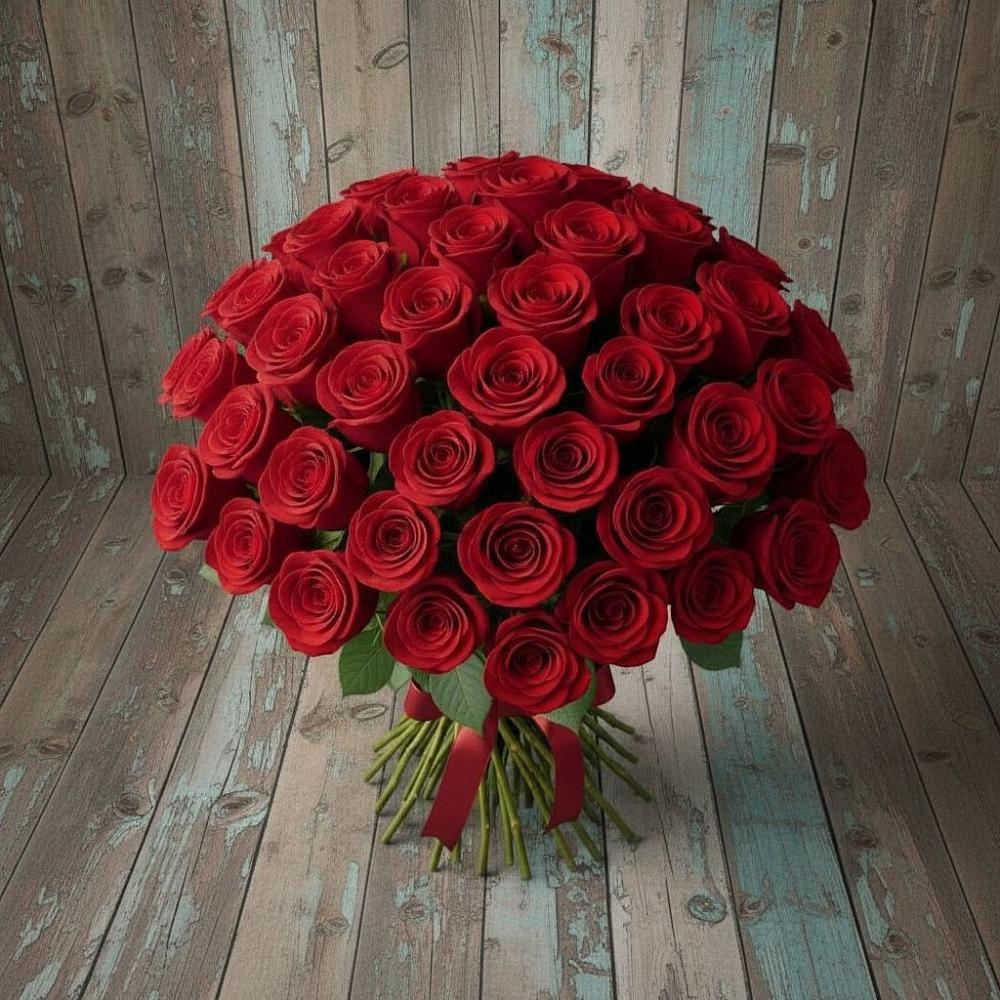 Букет 55 Красных роз Фридом в Пешки