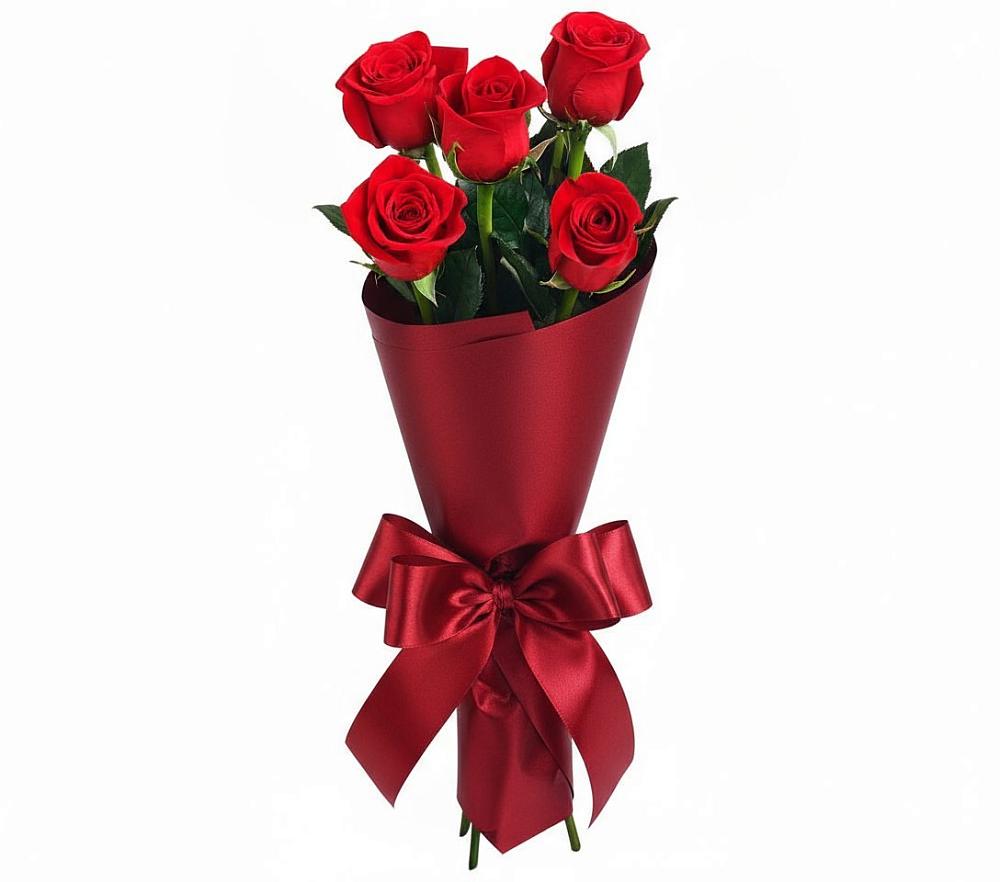 Букет 5 Красных роз Эдлесс Лав в Пешки
