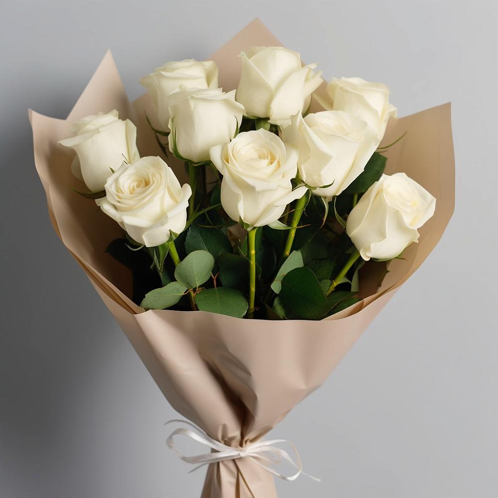 Букет 9 Белых роз Эдлесс Лав в Пешки