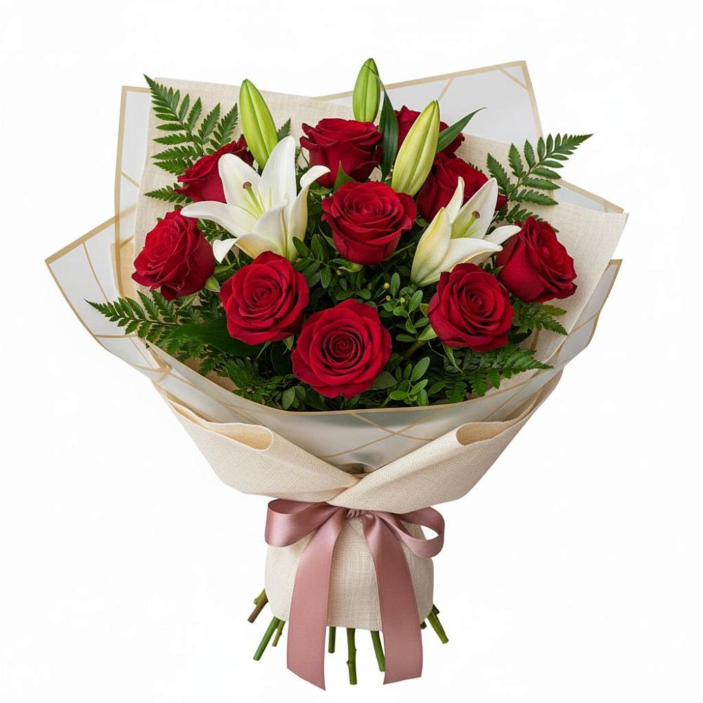 Букет цветов из: Лилии и Розы в Пешки