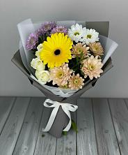 Букет цветов из:  Розы, Герберы и Хризантемы в Пешки