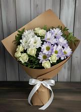 Букет цветов из:  Хризантемы и Розы в Пешки