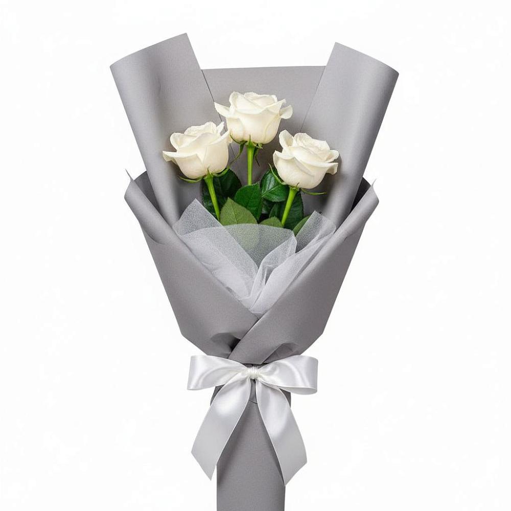 Букет 3 белые розы в Пешки