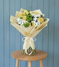 Букет цветов из:  Хризантемы и Розы #REPLACE_PRED# Пешки