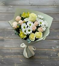 Букет цветов из:  Альстромерии, Розы и Хризантемы в Пешки